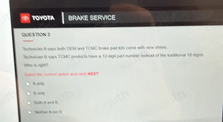 Toyota Brake Service Test Answers