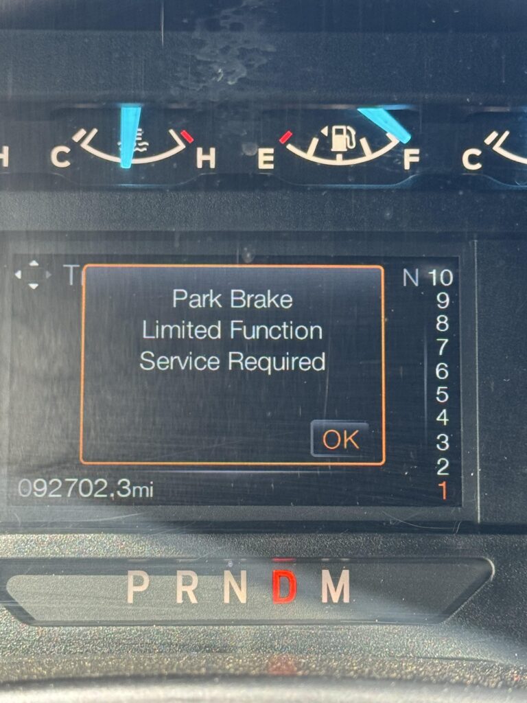 Park Brake Limited Function Service Required Meaning